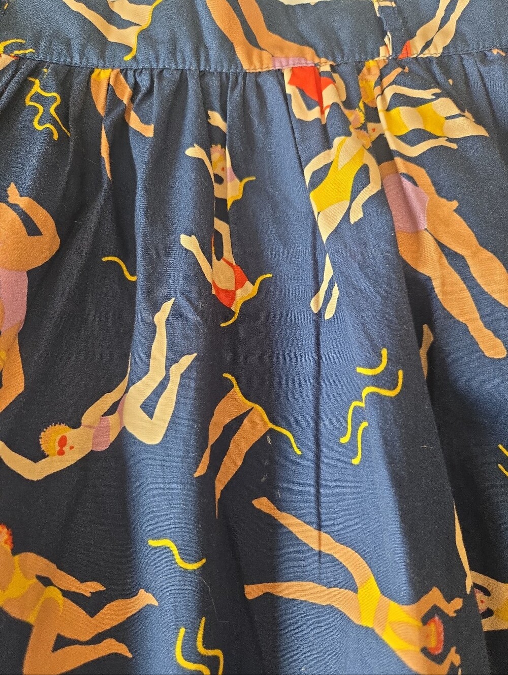 ModCloth Synchronized Swimmers Pleated Cotton Skirt Navy Medium - Picture 9 of 16